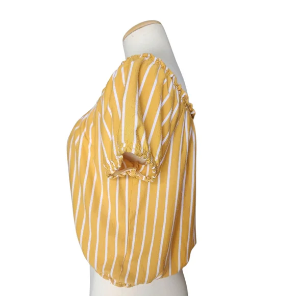 American Eagle Outfitters Mustard Striped Blouse - Picture 2 of 3